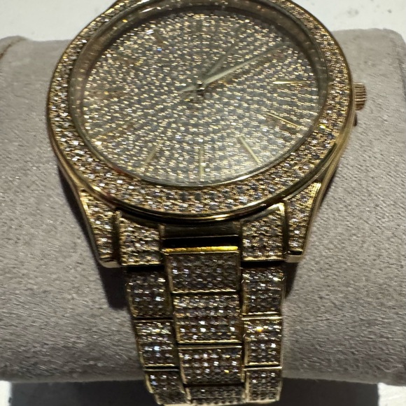 Like NEW! Michael Kors gold-tone “Slim Runway” Pave’ series! Originally $495!!! - Picture 3 of 10